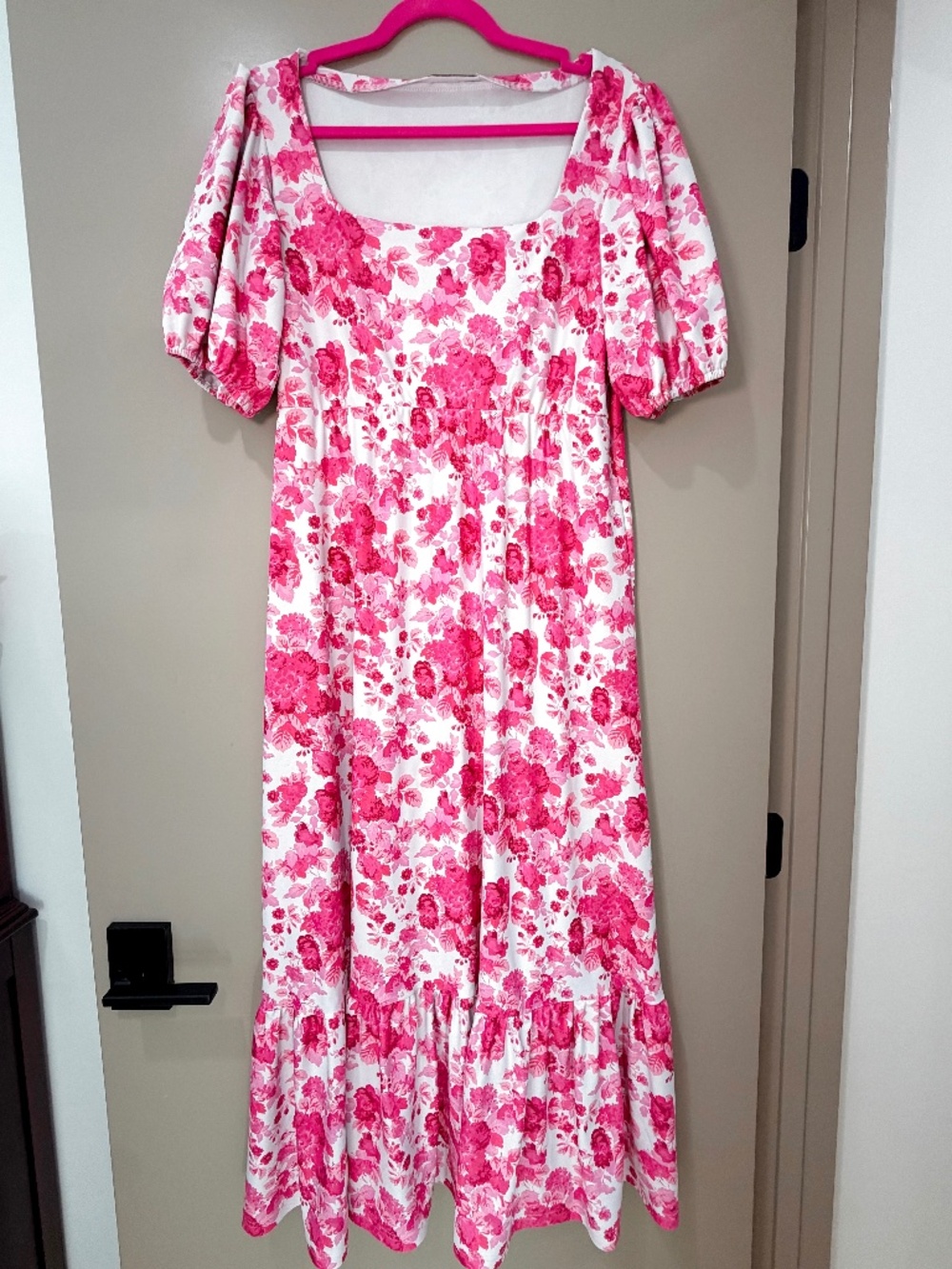 Smith & Quinn Pink Floral Puff Sleeve Maxi Dress Size XL